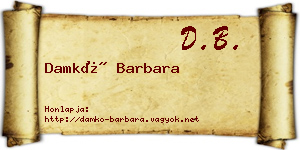 Damkó Barbara névjegykártya